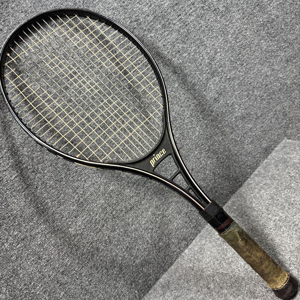 Prince Graphite Pro Series 110 Tennis Racquet Leather 4 3/8 Grip With Cover Nice